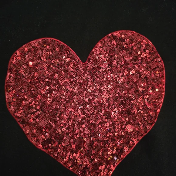 Philosophy Womens Black Lightweight Sweatshirt Top Glitter Red Heart Size Sm - Picture 4 of 5